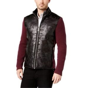 I.N.C International Concepts Mens Swacket with Faux-Fur Lining Jacket, Red, M